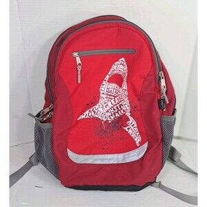L.L. Bean Red Great White Shark Graphic Backpack 16" Kids School Book Bag Travel
